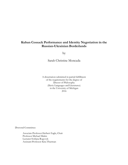 Kuban Cossack Performance and Identity Negotiation in the Russian-Ukrainian Borderlands