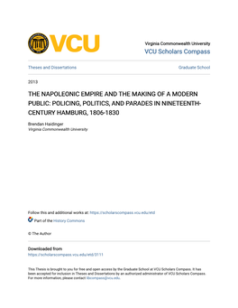 The Napoleonic Empire and the Making of a Modern Public: Policing, Politics, and Parades in Nineteenth- Century Hamburg, 1806-1830