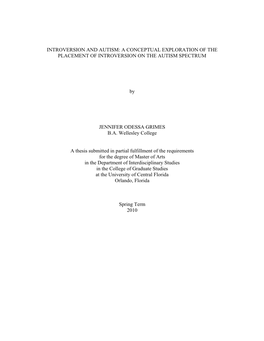 Introversion and Autism: a Conceptual Exploration of the Placement of Introversion on the Autism Spectrum