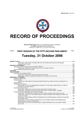 Record of Proceedings