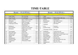 TIME-TABLE Route – 15 (UPPAL) Route – 19 (UPPAL) S.No Stop Land Mark Time S.No Stop Land Mark Time 1