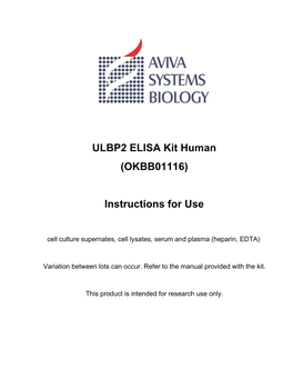 ULBP2 ELISA Kit Human (OKBB01116) Instructions For