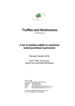 A List of Putative Edible Or Medicinal Ectomycorrhizal Mushrooms