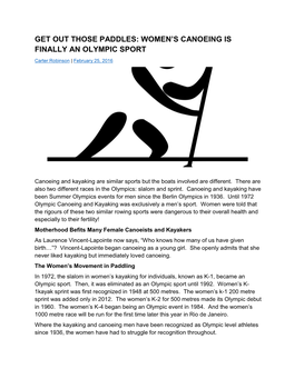 Women's Canoeing Is Finally an Olympic Sport