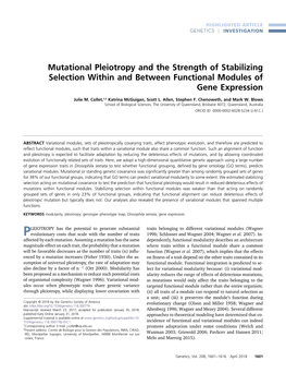 Mutational Pleiotropy and the Strength of Stabilizing Selection Within and Between Functional Modules of Gene Expression