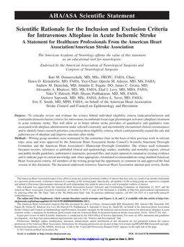 Rationale for IV Tpa Inclusion/Exclusion