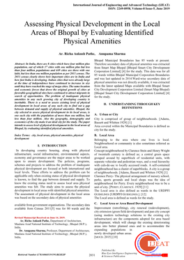 Assessing Physical Development in the Local Areas of Bhopal by Evaluating Identified Physical Amenities