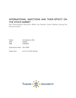 INTERNATIONAL SANCTIONS and THEIR EFFECT on the STOCK MARKET Did International Sanctions Affect the Russian Stock Market During the Ukraine Crisis?