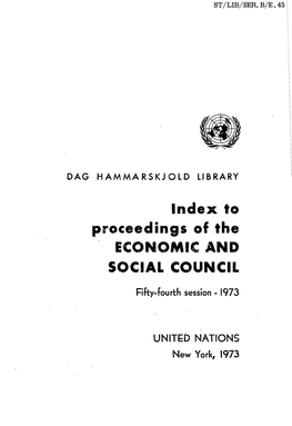 Index to Proceedings of the Economic and Social Council, 1973