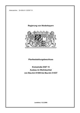 Regierung Von Niederbayern Planfeststellungsbeschluss