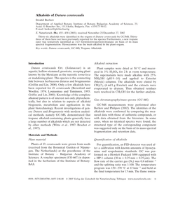 Alkaloids of Datura Ceratocaula Strahil Berkov Department of Applied Botany, Institute of Botany, Bulgarian Academy of Sciences, 23, Acad