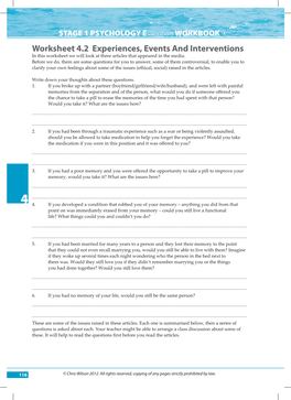 Worksheet 4.2 Experiences, Events and Interventions in This Worksheet We Will Look at Three Articles That Appeared in the Media