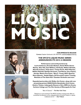The SPCO's Liquid Music Series Announces 2015.16 Season