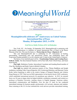 Meaningfulworld Celebrates 25 Anniversary on United Nations