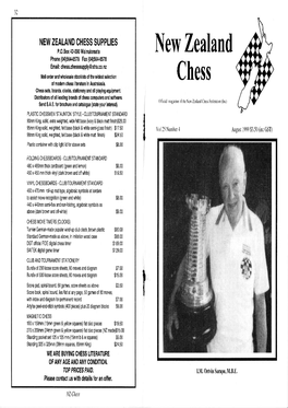 NEW ZEALAND CHESS SUPPLIES P.O.Box 42-O9O Wainuiomata New Zealand Phone(04)564-8578 Fax(04)564-8578