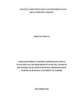 Strategy Implementation and Performance of Kenya Pipeline Company