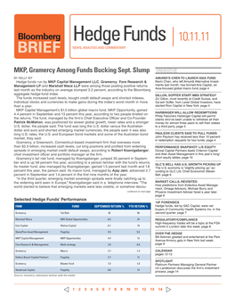 Bloomberg Hedge Funds 10.11.11 BRIEF News, Analysis and Commentary