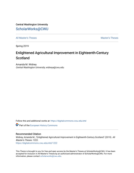 Enlightened Agricultural Improvement in Eighteenth-Century Scotland