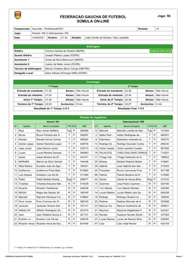 Federacao Gaucha De Futebol Súmula On-Line