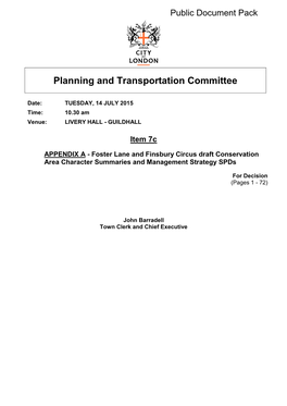 Foster Lane and Finsbury Circus Draft Conservation Area Character Summaries and Management Strategy Spds