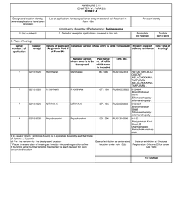 (CHAPTER V , PARA 25) FORM 11A Designated Location Identity