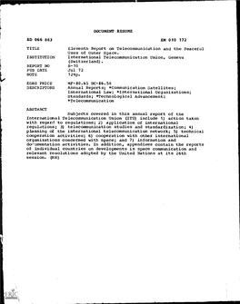 DOCUMENT RESUME ED 066 883 EM 010 172 TITLE Eleventh Report