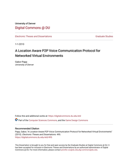 A Location Aware P2P Voice Communication Protocol for Networked Virtual Environments