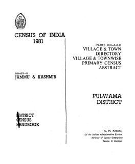 District Census Handbook, Pulwama, Part XIII-A & B, Series-8