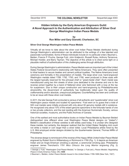 Hidden Initials by the Early American Engravers Guild: a Novel Approach to the Authentication and Attribution of Silver Oval George Washington Indian Peace Medals