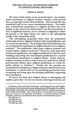 Rise and Fall of Religious Freedom in Constitutional Discourse