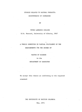 Biosynthesis of Coumarins by Peter