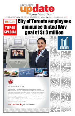 City of Toronto Employees Announce United Way Goal of $1.3 Million