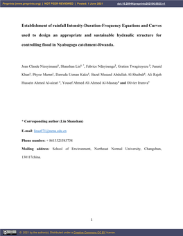 Establishment of Rainfall Intensity-Duration-Frequency Equations and Curves