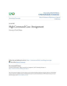 High Command Case: Arraignment University of North Dakota