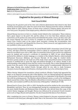 England in the Poetry of Ahmad Shawqi