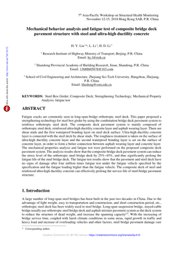 Mechanical Behavior Analysis and Fatigue Test of Composite Bridge Deck Pavement Structure with Steel and Ultra-High Ductility Concrete