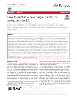 How to Publish a New Fungal Species, Or Name, Version 3.0 M