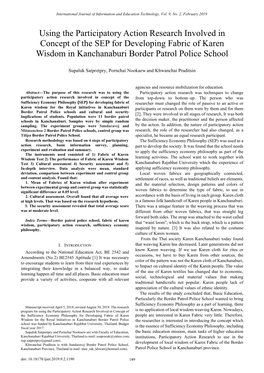 Using the Participatory Action Research Involved in Concept of the SEP for Developing Fabric of Karen Wisdom in Kanchanaburi Border Patrol Police School