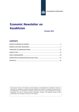 Newsletter Kazakhstan October 2019