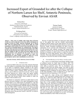 Increased Export of Grounded Ice After the Collapse of Northern Larsen Ice Shelf, Antarctic Peninsula, Observed by Envisat ASAR