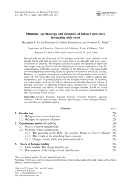 Structure, Spectroscopy and Dynamics of Halogen Molecules Interacting with Water Margarita I