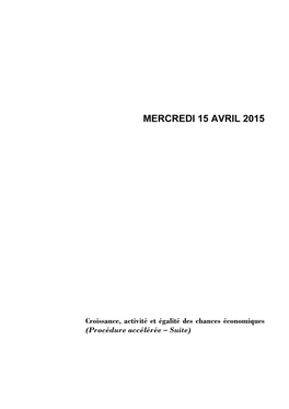 Mercredi 15 Avril 2015