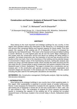 Construction and Seismic Analysis of Swissmill Tower in Zurich, Switzerland