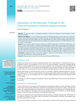 Usefulness of Dermoscopic Findings in the Clinical Evaluation of Beard Alopecia Areata