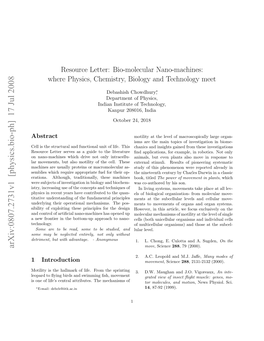 Resource Letter: Bio-Molecular Nano-Machines: Where Physics