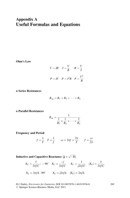 Useful Formulas and Equations