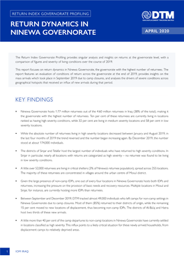 Return Dynamics in Ninewa Governorate April 2020