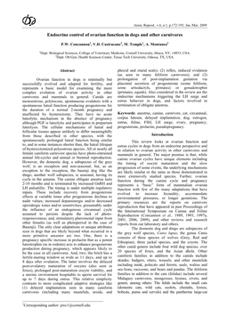 Endocrine Control of Ovarian Function in Dogs and Other Carnivores