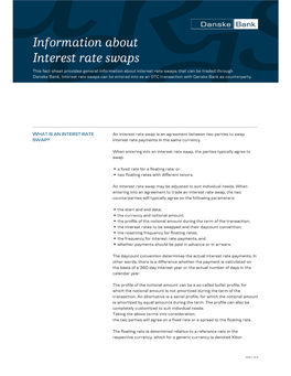 Information About Interest Rate Swaps That Can Be Traded Through Danske Bank