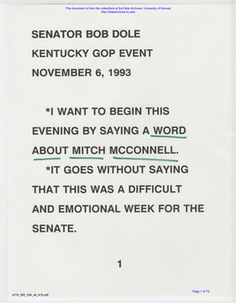 Senator Bob Dole Kentucky Gop Event November 6, 1993